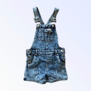 Girls 3T 7 For All Mankind Distressed Jean Overall Shorts Adjustable Straps